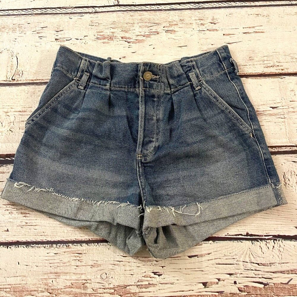 HOLLISTER Size 5 w27 Ultra High Rise Mom Short 3”Blue Denim Jean Shorts Women's